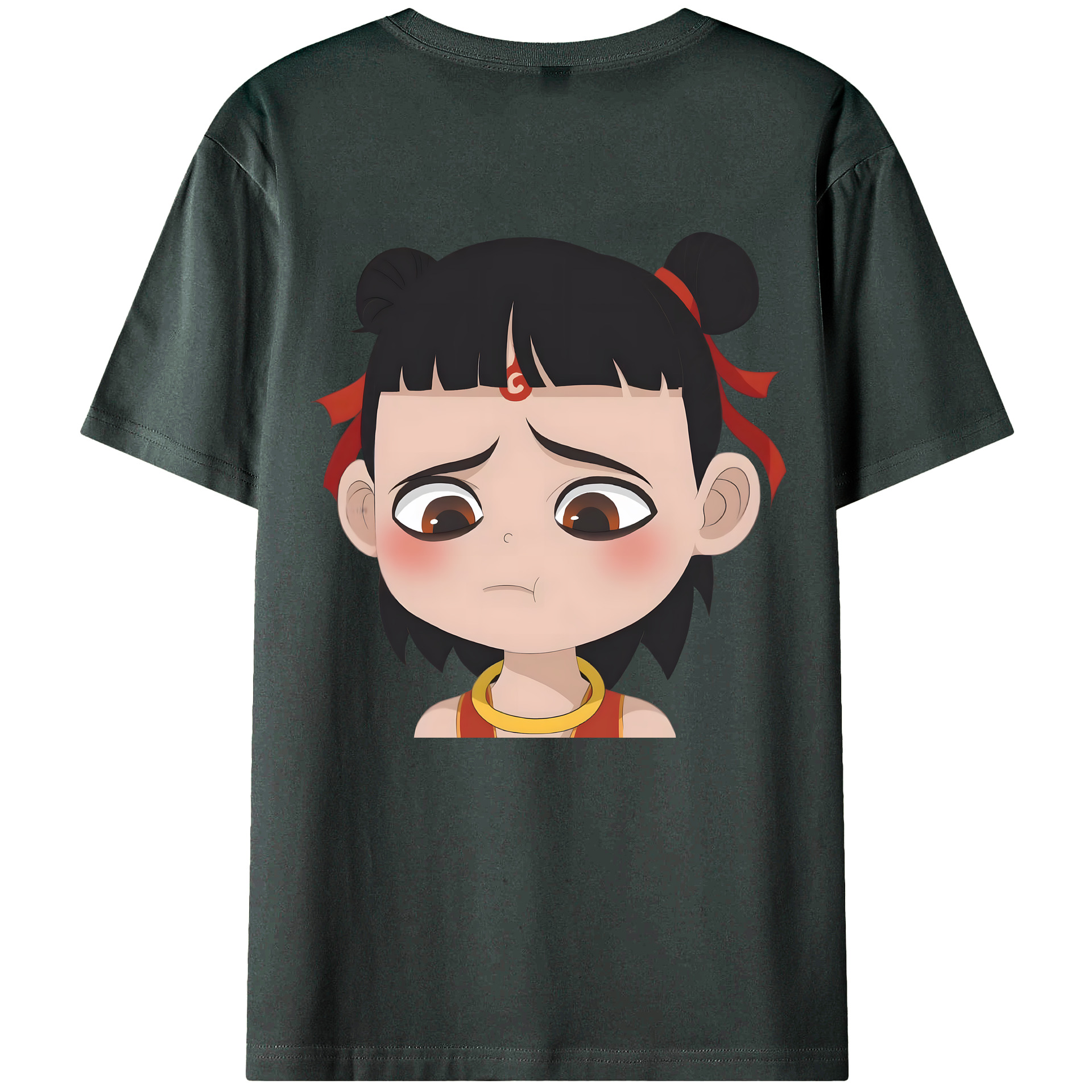 （画像用） Ne Zha 2 ナタ 魔童の大暴れ 綿100％ メンズ半袖Tシャツ（バックプリント） 通気性